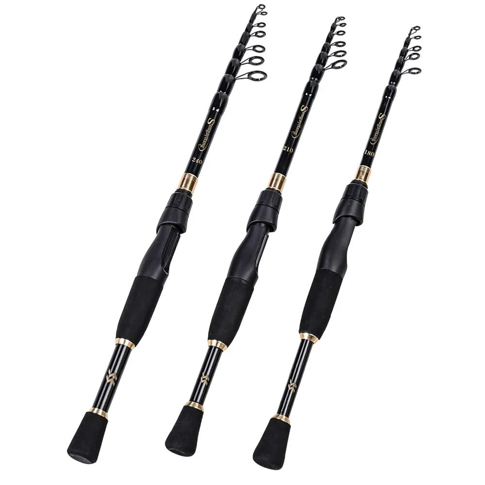 Sougayilang 2.1m 2.4m Telescopic Fishing Rod Ultralight Weight Spinning Rod Casting Fishing Rod Carbon Fiber Fishing Rod Tackle