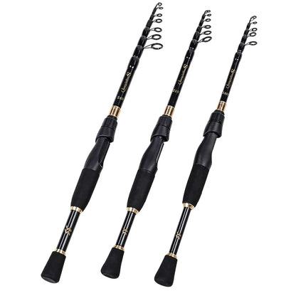 Sougayilang 2.1m 2.4m Telescopic Fishing Rod Ultralight Weight Spinning Rod Casting Fishing Rod Carbon Fiber Fishing Rod Tackle