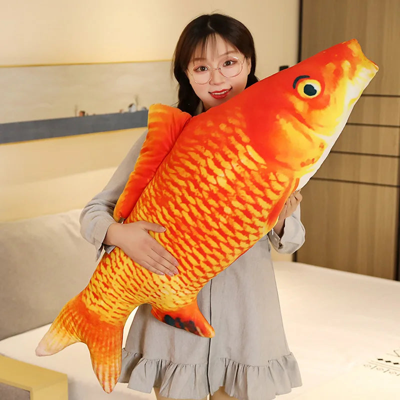 30-80cm 3D Simulation Gold Fish Plush Toys Stuffed Soft Animal Carp Plush Pillow Creative Sofa Pillow Cushion Gift