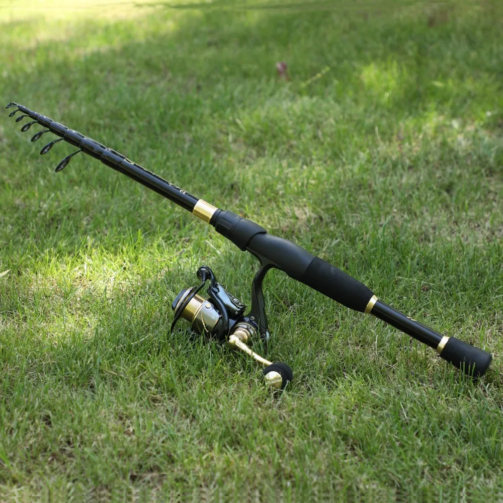 Sougayilang 2.1m 2.4m Telescopic Fishing Rod Ultralight Weight Spinning Rod Casting Fishing Rod Carbon Fiber Fishing Rod Tackle