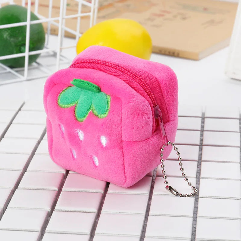 1PC Cute Chicken Plush Coin Purse Zipper Change Purse with Keychain Small Headphone Lipstick Bag Mini Wallet Money Bag Kids Gift