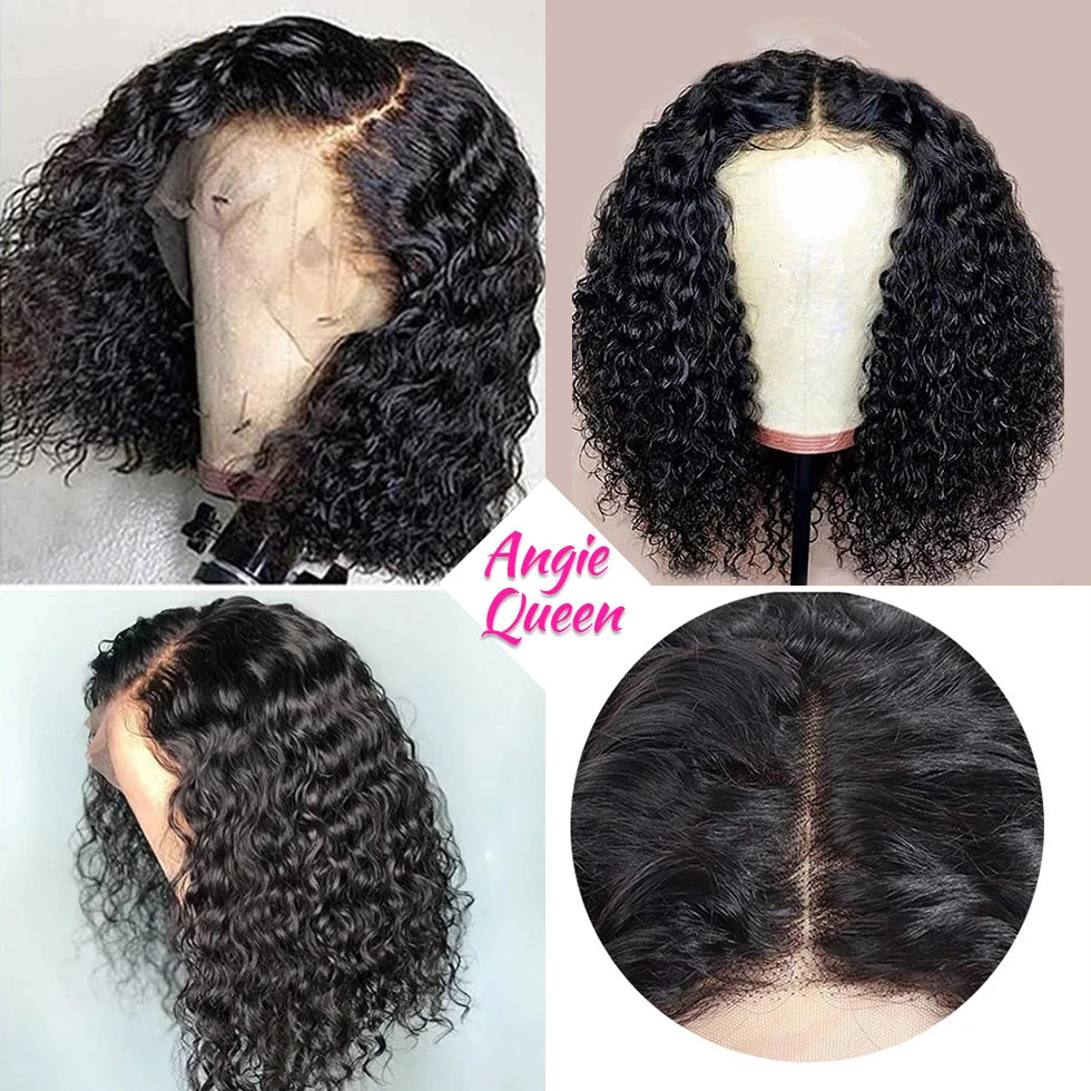 Brazilian Deep Wave Bob Wig 13x4 Lace Frontal Wig Human Hair Natural Hairline Remy Short Curly Closure Wig Preplucked Baby Hair