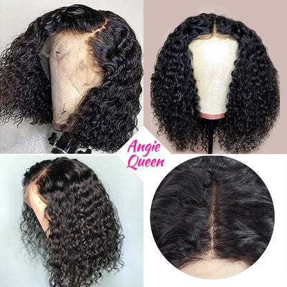 Brazilian Deep Wave Bob Wig 13x4 Lace Frontal Wig Human Hair Natural Hairline Remy Short Curly Closure Wig Preplucked Baby Hair