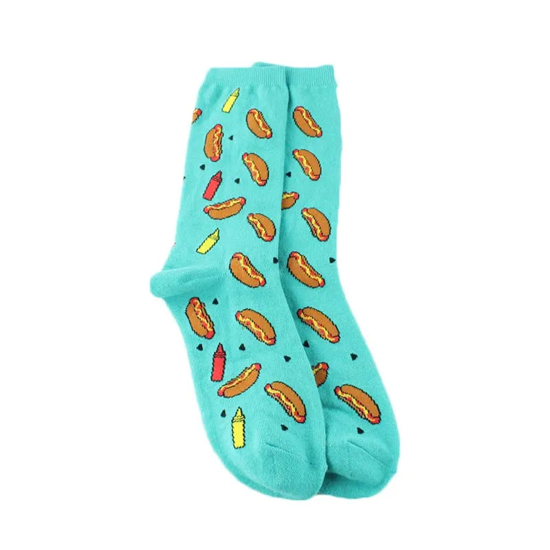 Animal Pug Elephant Lionu Funny Socks Men Chili Hamburg Pizza Crew Socks Harajuk Novelty Gift Sokken Unisex Skateboard Socks