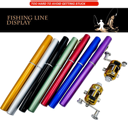 Fishing Rod Reel Combo Set Mini Telescopic Pocket Pen Fishing Rod Pole + Reel