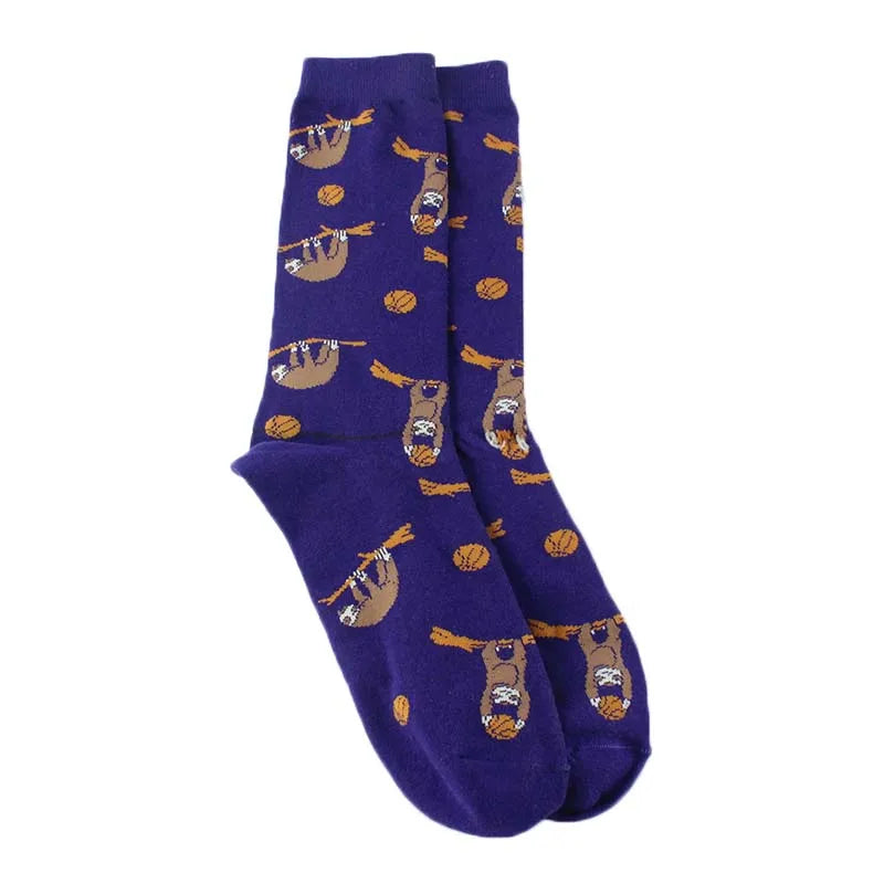 Animal Pug Elephant Lionu Funny Socks Men Chili Hamburg Pizza Crew Socks Harajuk Novelty Gift Sokken Unisex Skateboard Socks