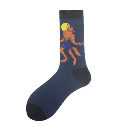 Happy Design Funny Socks Men Unisex Sheep Beer Dinosaur Pattern Sokken  Divertidos Jacquard Calcetines Unisex Hip Hop Skateboard