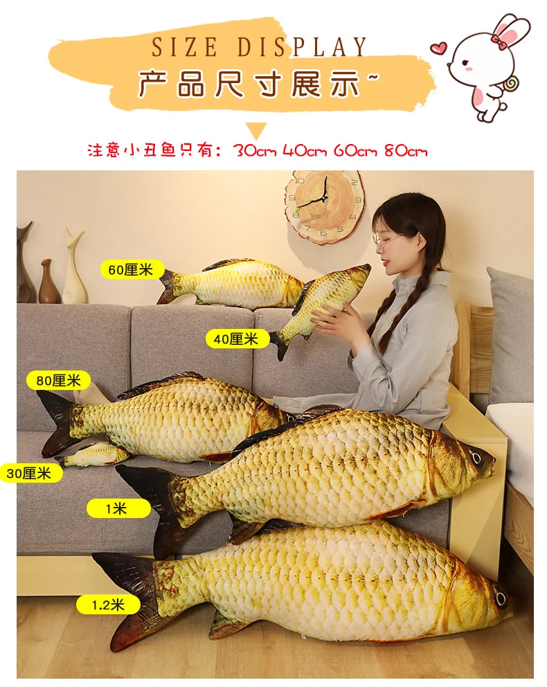 30-80cm 3D Simulation Gold Fish Plush Toys Stuffed Soft Animal Carp Plush Pillow Creative Sofa Pillow Cushion Gift
