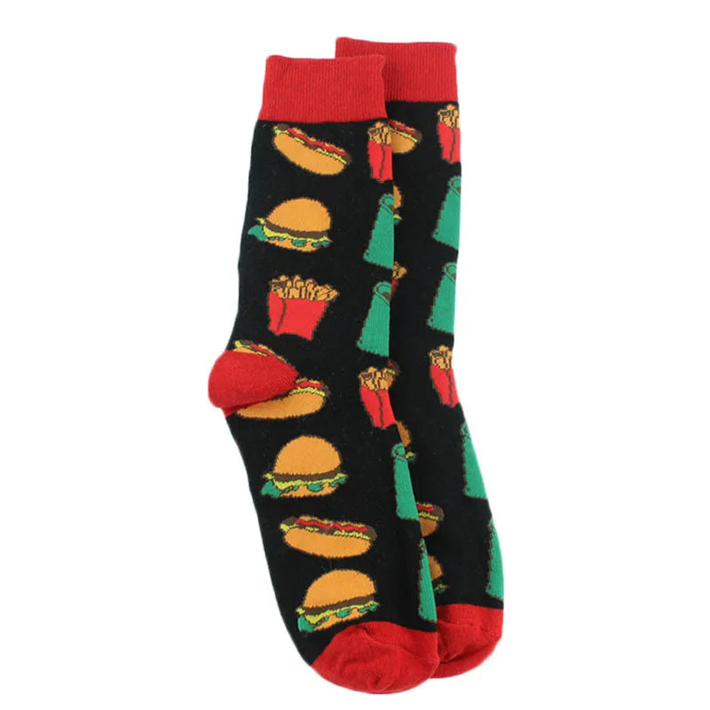 Animal Pug Elephant Lionu Funny Socks Men Chili Hamburg Pizza Crew Socks Harajuk Novelty Gift Sokken Unisex Skateboard Socks