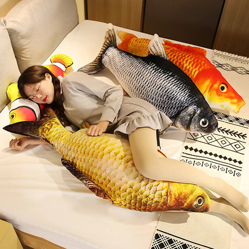 30-80cm 3D Simulation Gold Fish Plush Toys Stuffed Soft Animal Carp Plush Pillow Creative Sofa Pillow Cushion Gift