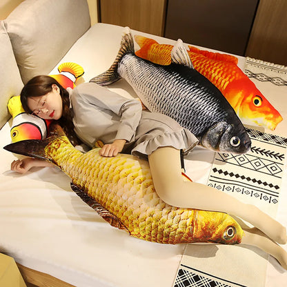 30-80cm 3D Simulation Gold Fish Plush Toys Stuffed Soft Animal Carp Plush Pillow Creative Sofa Pillow Cushion Gift