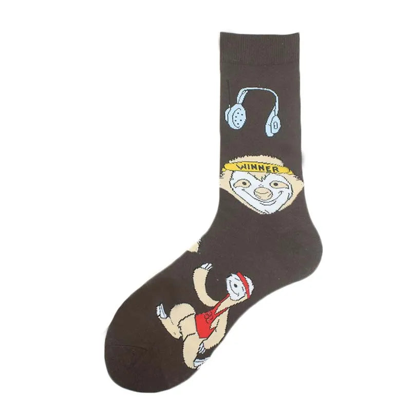 Happy Design Funny Socks Men Unisex Sheep Beer Dinosaur Pattern Sokken  Divertidos Jacquard Calcetines Unisex Hip Hop Skateboard
