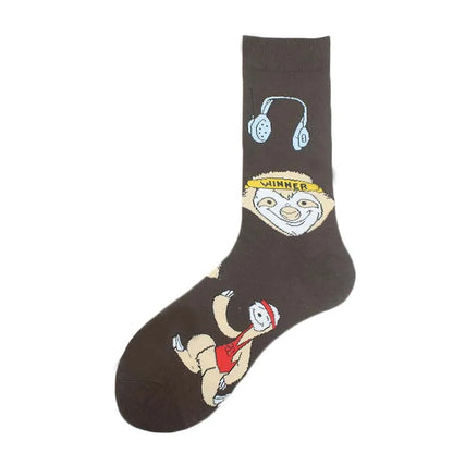 Happy Design Funny Socks Men Unisex Sheep Beer Dinosaur Pattern Sokken  Divertidos Jacquard Calcetines Unisex Hip Hop Skateboard