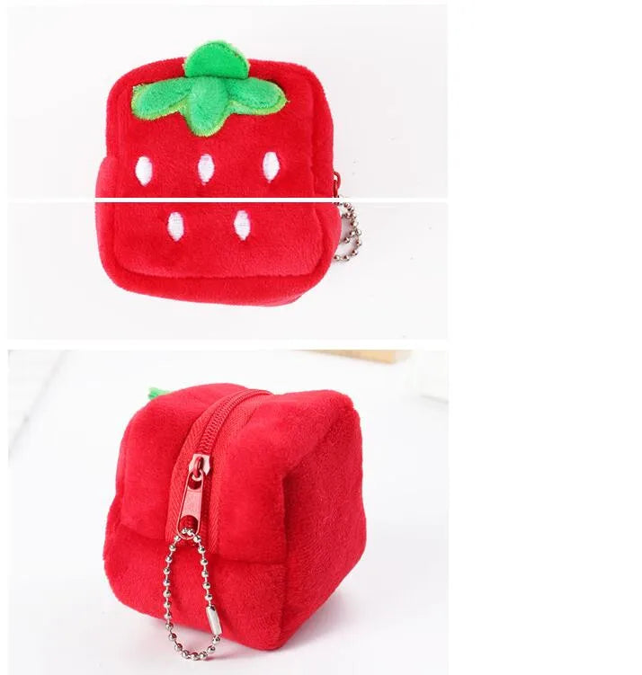 1PC Cute Chicken Plush Coin Purse Zipper Change Purse with Keychain Small Headphone Lipstick Bag Mini Wallet Money Bag Kids Gift