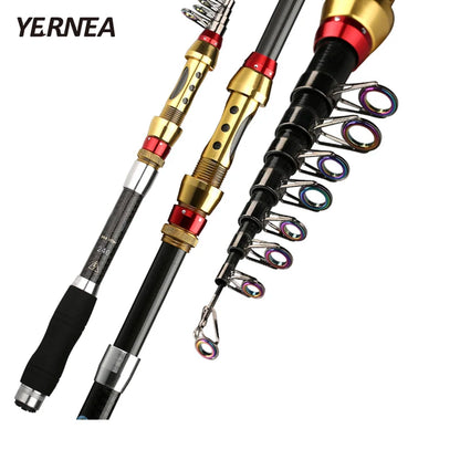 Yernea Short Sea Fishing Rods Fiber Telescopic Fishing Rod  99% Carbon 1.8-3.6M Spinning Telescopic Fishing Tackle Spinning Rod