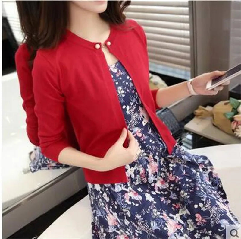 2024 Fashion Women Sweater Female Cardigan Thin Outerwear Short Short Design Sweater Long-sleeve Small Cape Blusa Feminina