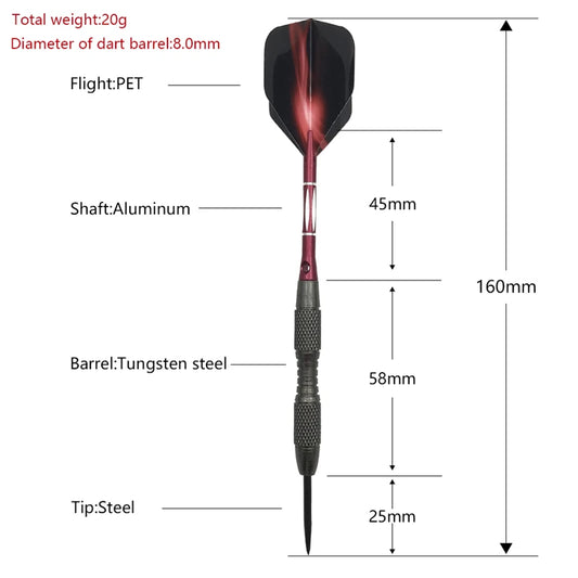 Darts 3Pcs Profeeional Hard Darts About 20g Indoor Sports Entertainment Throwing Movement Red Aluminum Dart Shafts Flights
