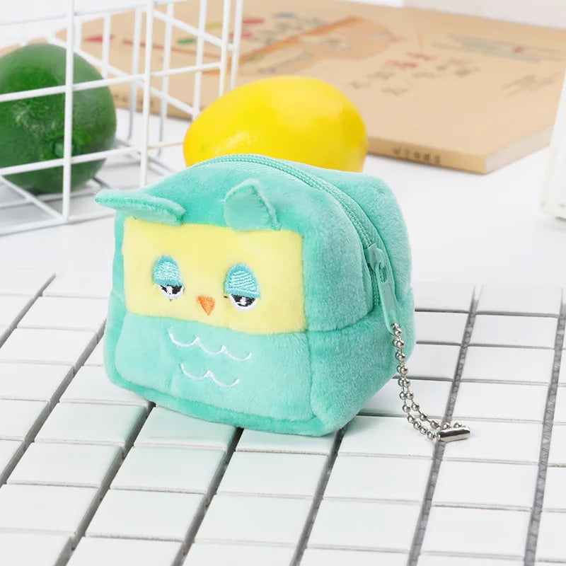 1PC Cute Chicken Plush Coin Purse Zipper Change Purse with Keychain Small Headphone Lipstick Bag Mini Wallet Money Bag Kids Gift