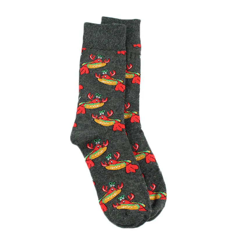 Animal Pug Elephant Lionu Funny Socks Men Chili Hamburg Pizza Crew Socks Harajuk Novelty Gift Sokken Unisex Skateboard Socks
