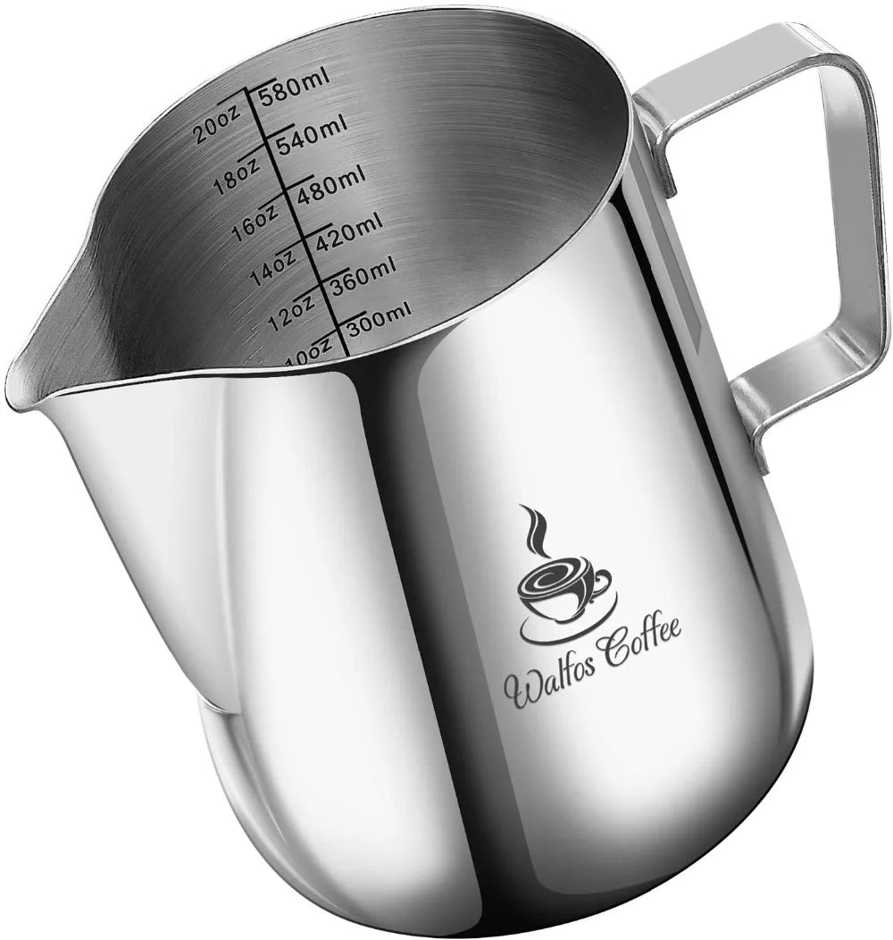 WALFOS Style Espresso Coffee Milk Mugs Cup Pots Jug Handle Craft Coffee Garland Cup Latte Jug Thickened Stainless Steel