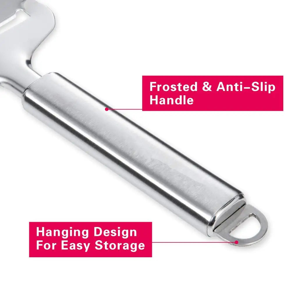 LMETJMA Stainless Steel Cheese Slicer Heavy Duty Plane Cheese Cutter Non-Stick Cheese Slicer Knife Server KC0331