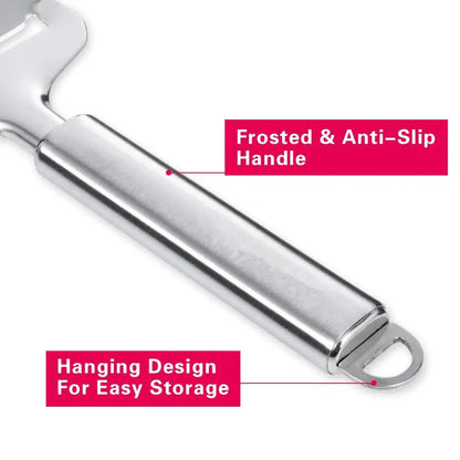 LMETJMA Stainless Steel Cheese Slicer Heavy Duty Plane Cheese Cutter Non-Stick Cheese Slicer Knife Server KC0331