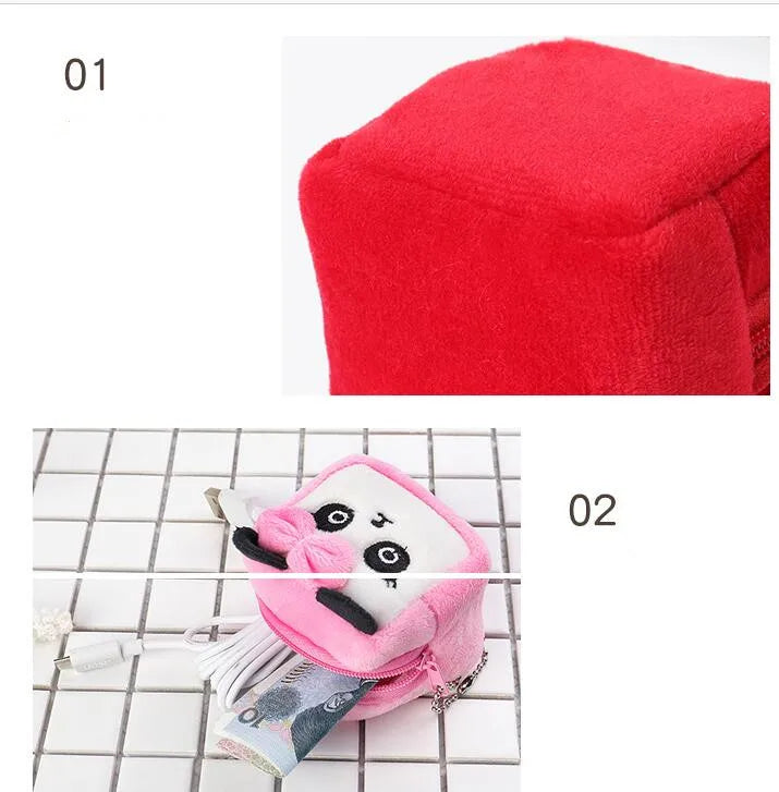 1PC Cute Chicken Plush Coin Purse Zipper Change Purse with Keychain Small Headphone Lipstick Bag Mini Wallet Money Bag Kids Gift