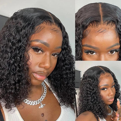 Brazilian Deep Wave Bob Wig 13x4 Lace Frontal Wig Human Hair Natural Hairline Remy Short Curly Closure Wig Preplucked Baby Hair