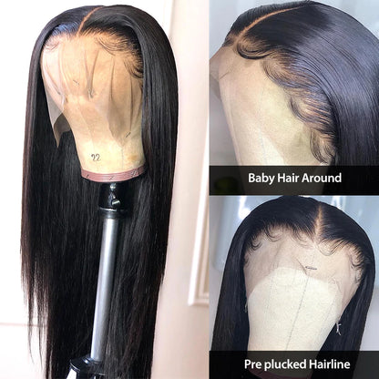 30 40 Inch Straight HD Lace Front Wig Brazilian Cheap Frontal pre plucked Straight Wigs For Women Choice Human Hair 250 Density