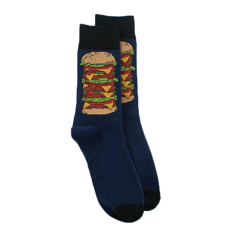 Animal Pug Elephant Lionu Funny Socks Men Chili Hamburg Pizza Crew Socks Harajuk Novelty Gift Sokken Unisex Skateboard Socks