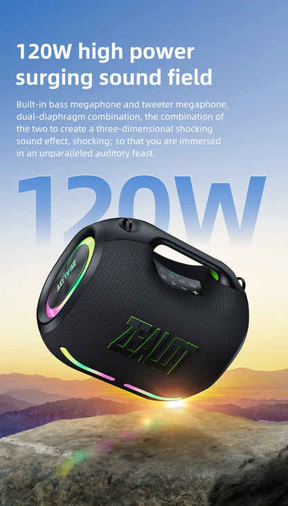 ZEALOT-ZE01 120W Big Power Wireless TWS Subwoofer Bluetooth Speaker High Volume Waterproof Portable Mobile Power HIFI Sound Qual