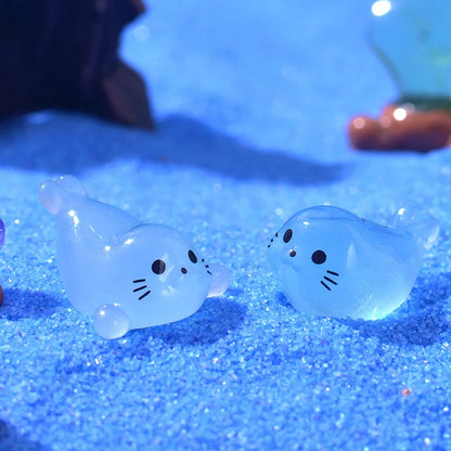 10/20/50pcs Kawaii Luminous Mini Seal Pup Resin Glow At Night Marine Animal Figurines Ornament Fairy Garden DIY Accessories