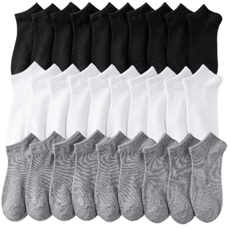 10 Pairs Women/Men Boat Socks Invisible Low Cut Silicone Non-slip Summer No-show Ankle Socks Solid Color Casual Breathable