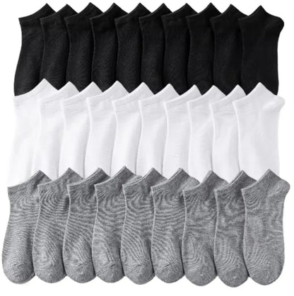 10 Pairs Women/Men Boat Socks Invisible Low Cut Silicone Non-slip Summer No-show Ankle Socks Solid Color Casual Breathable