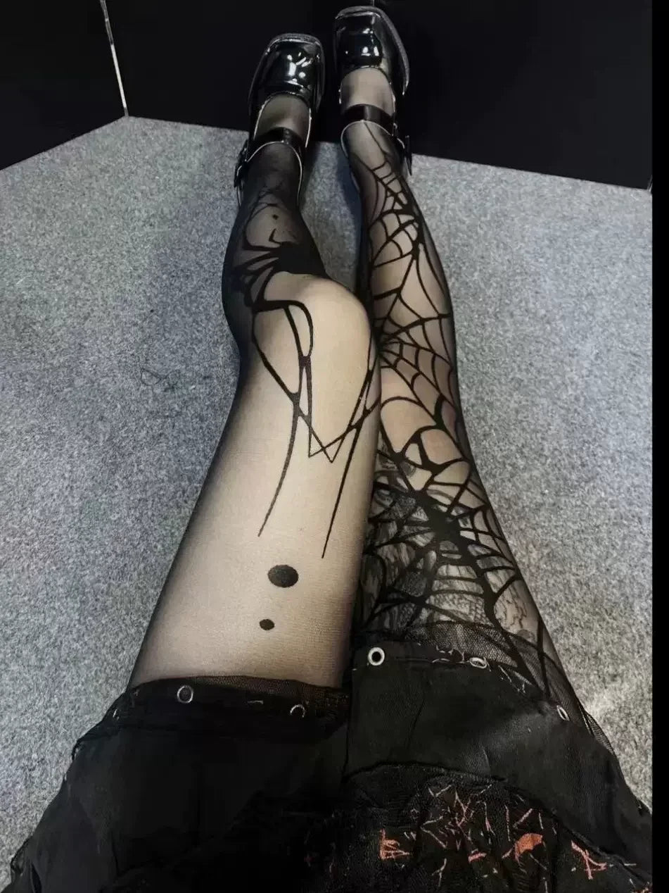 Gothic Vintage Dark Fishnet Tights Stocking Women Emo Alternative Sexy Spider Web Witch Pantyhose Y2k E-girl Cyber Punk Socks