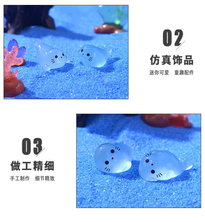 10/20/50pcs Kawaii Luminous Mini Seal Pup Resin Glow At Night Marine Animal Figurines Ornament Fairy Garden DIY Accessories