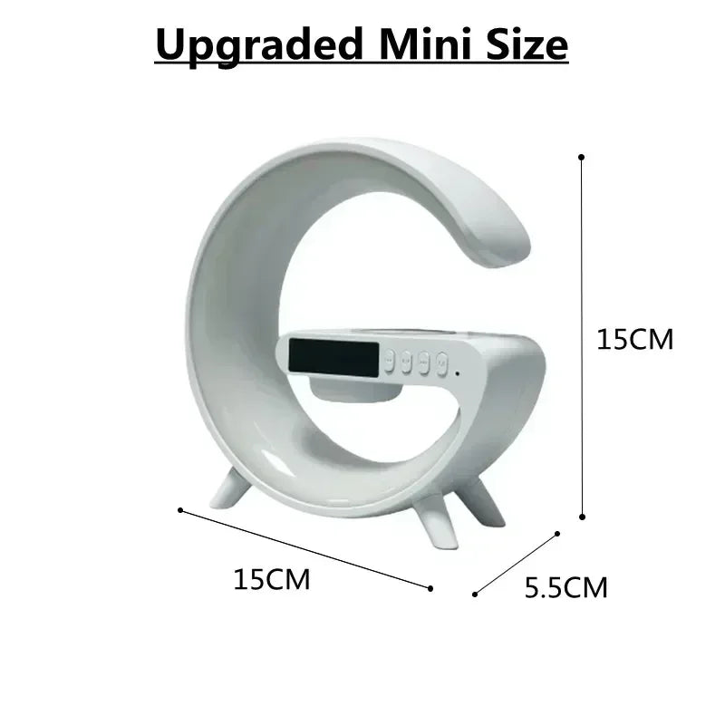 Christmas Gift 5.9" Fast Wireless Charger Desktop Stand Bluetooth Speaker TF Clock RGB Atmosphere Light Lamp For iPhone Samsung