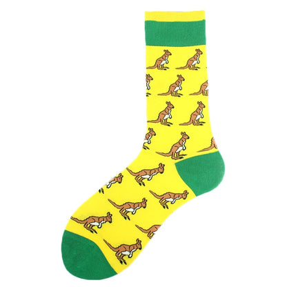 Happy Design Funny Socks Men Unisex Sheep Beer Dinosaur Pattern Sokken  Divertidos Jacquard Calcetines Unisex Hip Hop Skateboard