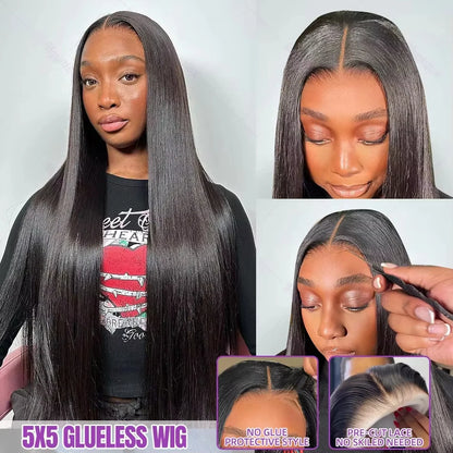 Glueless Bone Straight 4X4 Hd Lace Frontal Wig 13X6 13X4 Black Lace Front Wig Human Hair 5x5 Natural Brazilian Transparent Wigs