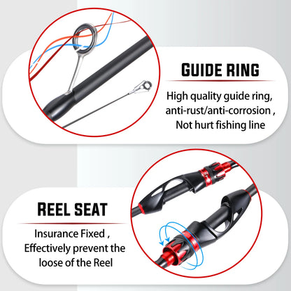 Sougayilang Casting Spinning Fishing Rod 2.1m UltraLight Carbon Fiber Rod Pole 4 Section with EVA Handle 0.8-5g Lure Weight
