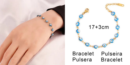 316L Stainless Steel Enamel Turkish Evil Eye Bracelets For Women Colorful Evil Eye Charm Bracelets Female Jewelry Gift