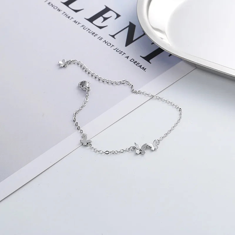 VENTFILLE 925 Sterling Silver Diamond-Studded Butterfly Bracelet Women's Fashion Temperament Flower Adjustable Bracelet