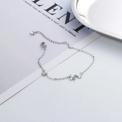 VENTFILLE 925 Sterling Silver Diamond-Studded Butterfly Bracelet Women's Fashion Temperament Flower Adjustable Bracelet