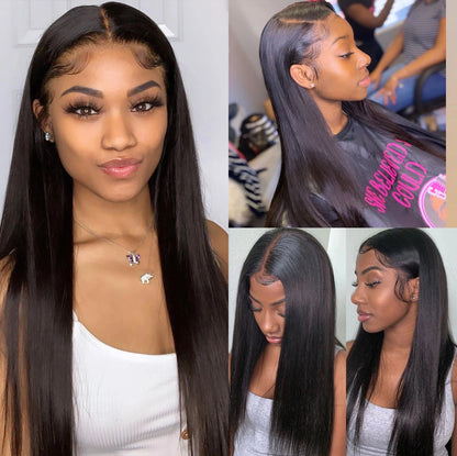 30 40 Inch Straight HD Lace Front Wig Brazilian Cheap Frontal pre plucked Straight Wigs For Women Choice Human Hair 250 Density