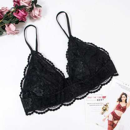 Varsbaby Lace Bra Sets for Women Non-padded Bra Panty Garter Stockings Summer Underwear Lingerie Sexy