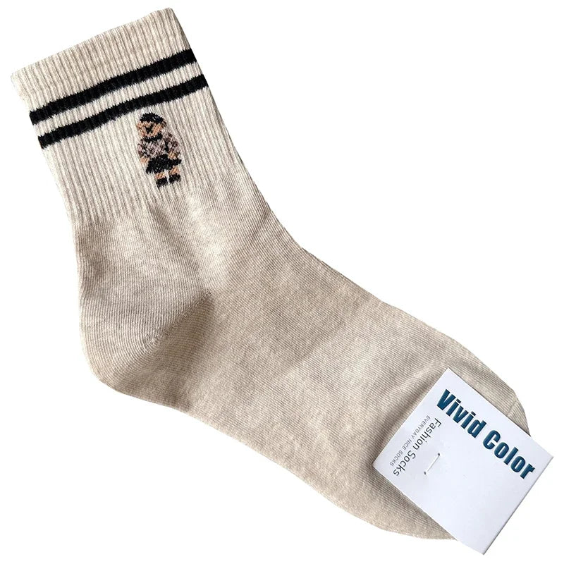 Good Quality Cartoon Elegant Lady Bear Women's  Cute Socks Cotton Harajuku Style Woman Novelty Breathable Sox Christmas Gifts