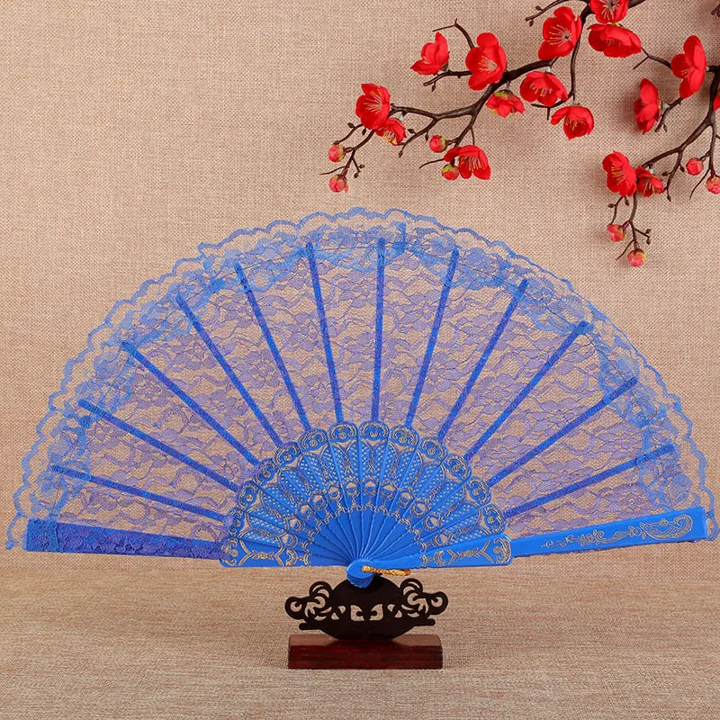 Retro Sexy Lace Fan Summer Dance Performance Photography Photo Props Portable Folding Hand Fan Decorative Fan Chinese Dance Fan