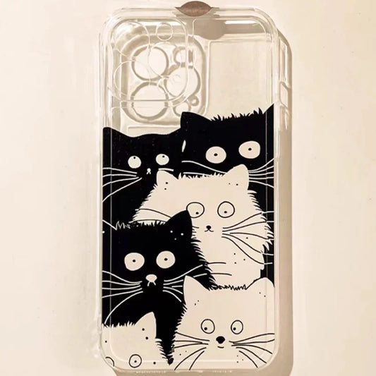 Doodle Angry Cat Case for Iphone 13 Pro Max 11 12 Pro Max 7 8 Plus 13 Mini XS XR SE 2022 13Pro Back Cover Clear Fundas