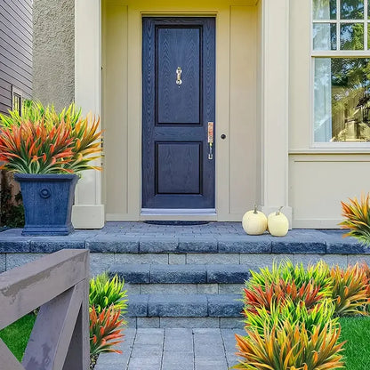 1/4 pieces, UV resistant outdoor artificial plants - tall grass, tropical flowers and shrubs - perfect for year-round and indoor