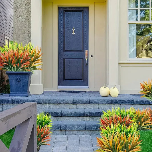 1/4 pieces, UV resistant outdoor artificial plants - tall grass, tropical flowers and shrubs - perfect for year-round and indoor
